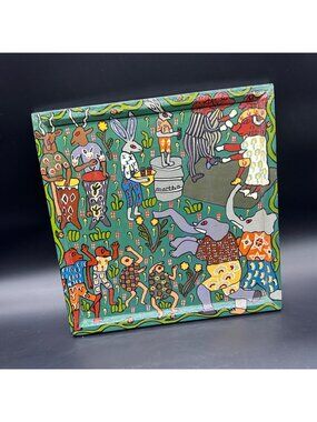 Vintage Mid Century Folk Art Painting Wedding Animals Kitschy Martha Kamunda